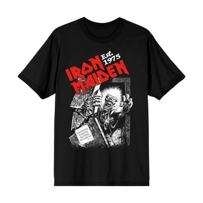 Black t-shirt with Iron Maiden graphic design