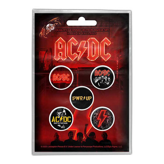 AC/DC Power Up Button Badge Set