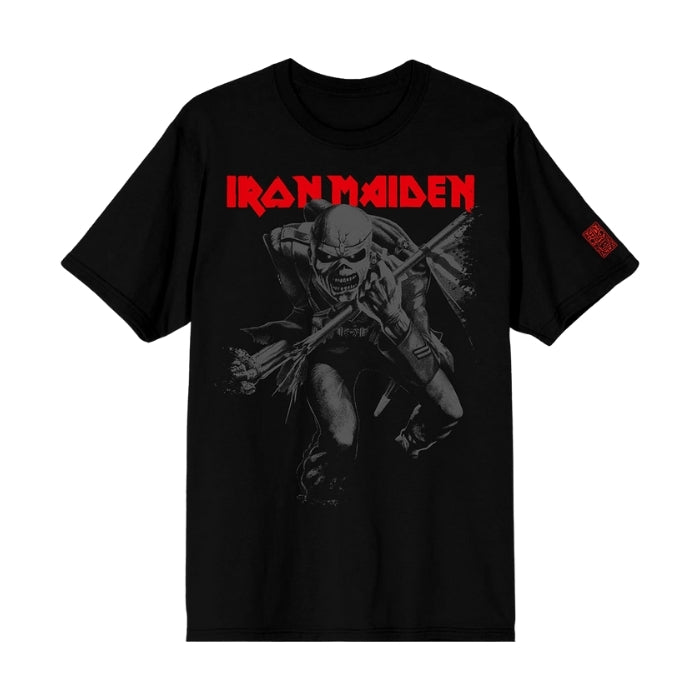 Black t-shirt with Iron Maiden graphic