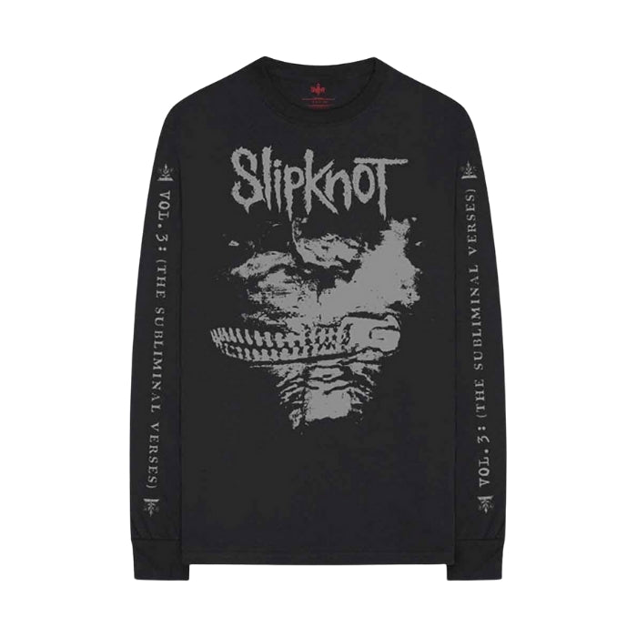 Black long-sleeve shirt with Slipknot design on the front, back and sleeves