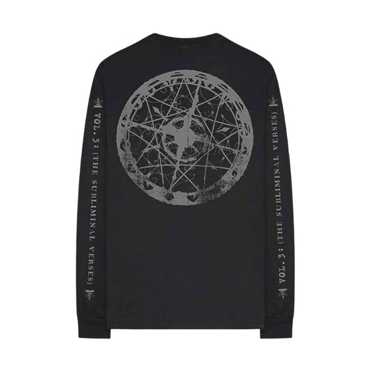 Black long-sleeve shirt with Slipknot design on the front, back and sleeves