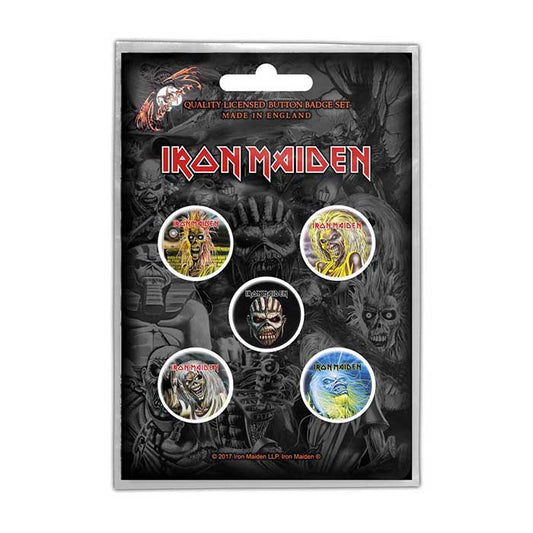 Iron Maiden The Faces of Eddie Button Badge Set