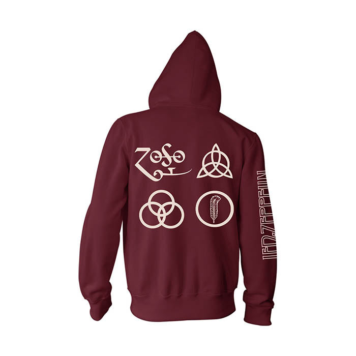 Led Zeppelin Symbols Zipped Hoodie - GIG-MERCH.com